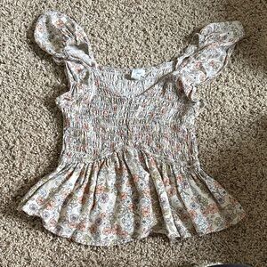 Smocked Floral Top